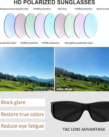 MEETSUN Fit Over Glasses Sunglasses for Men Women,Wrap Around Sunglasses Polarized UV400 Protection