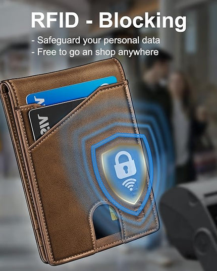 miyozi Airtag Wallet for Men,with Money Clip 11 Cards Slim Front Pocket Leather RFID Blocking Wallet with Gift Box