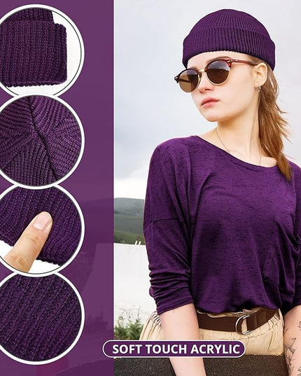 SATINIOR Trawler Beanie Watch Hat Roll-up Edge Skullcap Fisherman Beanie for Women Men