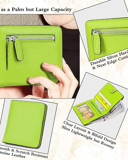AINIMOER Small Leather Wallet for Women, Ladies Credit Card Holder RFID Blocking Women's Mini Bifold Pocket Purse