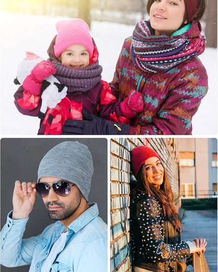 Zhanmai 12 Pack Small Winter Beanie Hats Bulk Warm Knitted Cuffed Skull Cap for Men Women