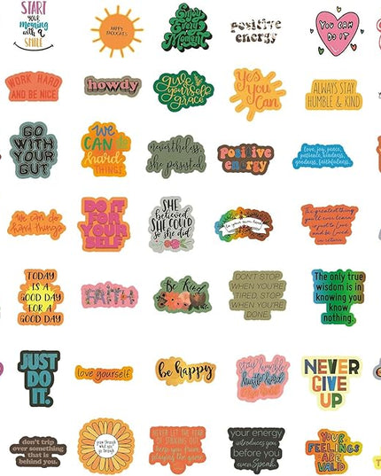 100pcs Inspirational Stickers, Motivational Quote Sticker for Water Bottle Adults Women Teen Boy Girl, Affirmation Stickers, Vinyl Positive Stickers Decals for Laptop Journal Computer Phone Case