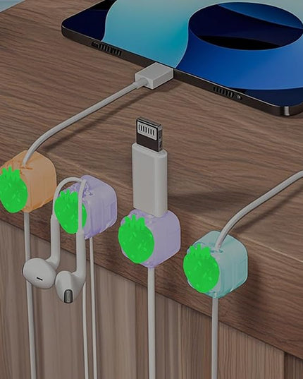 3Pack Magnetic Cable Clips for Nightstand, Adhesive Night-Glowing Cord Holder Organizer for Office Home Desk Wall Car (Strawberry)