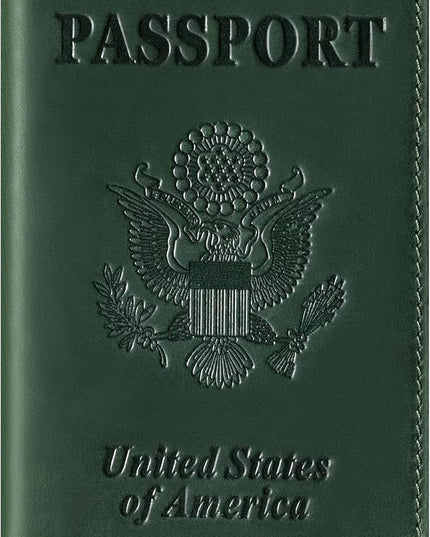 BIAOTIE Premium Leather Passport Holder Covers, Rfid Travel Wallet Passport Document Holder, Travel Essentials Wallet Cover Case for Men and Women (Green)