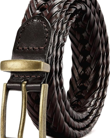 CHAOREN Leather Braided Belts for Men - 1 1/8" Mens Casual Woven Leather Belt for Dress Pant