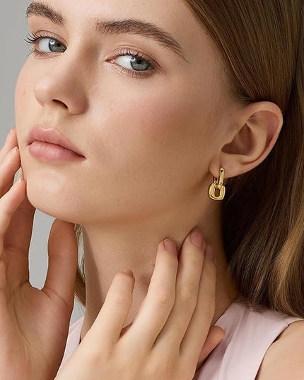 18K Gold Plated Chunky Hoop Earrings for Women Fashion Thick Gold Hoops Set Jewelry for Birthday Christmas Gifts