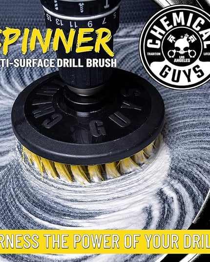 Chemical Guys Foaming Citrus Fabric Clean Drill Brush Kit - High Foaming Stain and Odor Remover, Upholstery, Floor Mat & Car Carpet Cleaner, Deep Cleans & Deodorizes, Citrus Scent - 16 fl oz