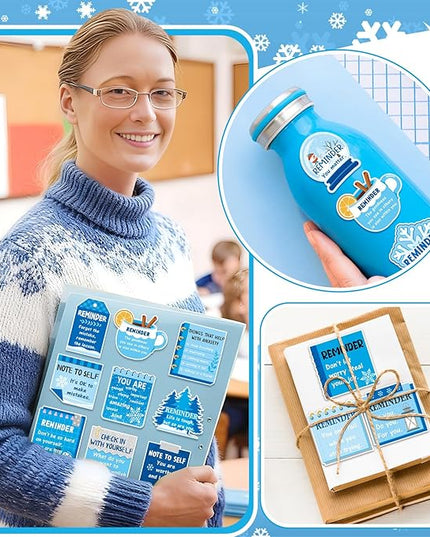 300 Pcs Mental Health Stickers Holiday Positive Affirmation Decor Inspirational Motivational Encouraging Care Quote Decals for Laptop Water Bottle Students Teens Adults(Winter)