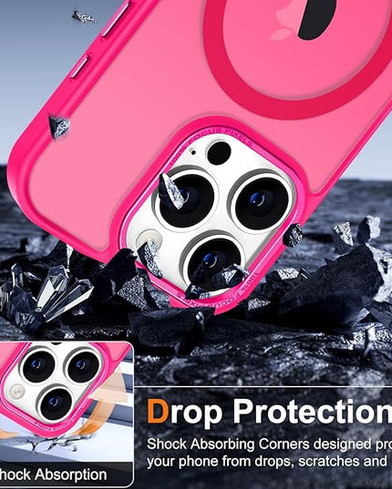 Hython Case for iPhone 16 Pro Case Magnetic Translucent Matte Phone Cases 6.3" [Compatible with MagSafe] Thin Slim Fit Shockproof Bumper Hard Protective Cover for Women Men Girls, Frosted Hot Pink