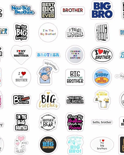 BulbaCraft Big Brother Stickers for Water Bottle and Laptop - Big Brother Party Supplies & Decorations, Waterproof Vinyl Decals, Sibling and Family Stickers, Gifts for Women & Men