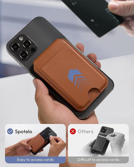 Magnetic Wallet for iPhone, Compatible with MagSafe Adjustable Stand Wallet, RIFD Blocking Leather Magnetic Card Holder for iPhone 17/16/15/14/13/12 Series, Not for iPhone 13/12 Mini(Brown)