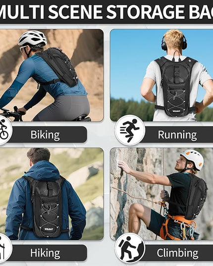 Hydration Backpack with Leak Proof Water Bladder, Lightweight Hydro Water Daypack for Rave, Cycling, Running, Hiking, Climbing