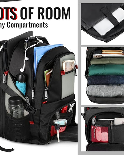 YOREPEK Travel Backpack, 50L Laptop Backpacks for Men Women, Water Resistant Airline Approved Bag with USB Charging Port Fits 17 Inch Computer, Grey
