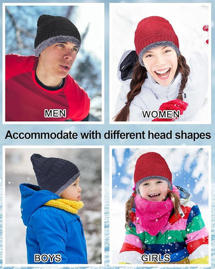 Geyoga 72 Pieces Winter Knit Beanie Hats Bulk for Homeless Fleece Lined Beanie Warm Beanie Cap Winter Knit