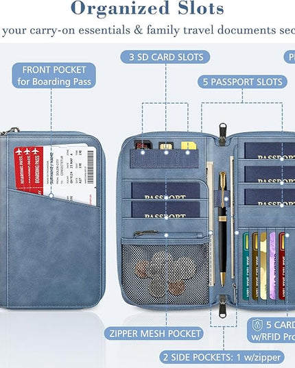 Fintie Family Passport Holder Wallet, RFID Blocking Travel Document Organizer Clutch Bag Credit Cards Case Cover for Women Men