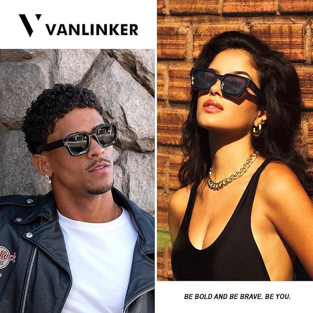 VANLINKER Thick Square Sunglasses for Men Women Retro Chunky Rectangle Shades UV400 Protection VL9731