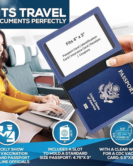 Ciana Passport Holder for Travel – PU Leather Passport Cover and Card Holder for Men & Women – Slim Passport Holder with Card Protector Slot, Travel Must Haves (Purple)