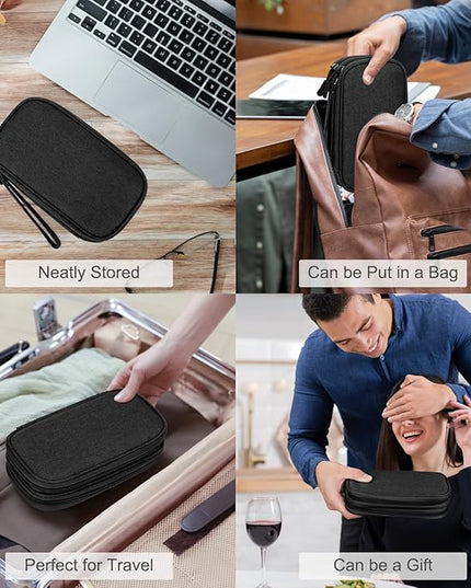 FYY Travel Cable Organizer Pouch Electronic Accessories Carry Case Portable Waterproof Double Layers All-in-One Storage Bag for Cord, Charger, Phone, Earphone Black
