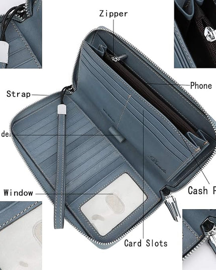 Lavemi Small Compact Women Wallet RFID Blocking Genuine Leather Bifold Purse with ID Windows