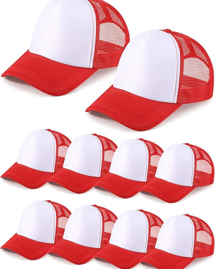 10 Pcs Sublimation Blank Trucker Hats Bulk Mesh Baseball Cap Polyester Mesh Trucker Hat for Men and Women