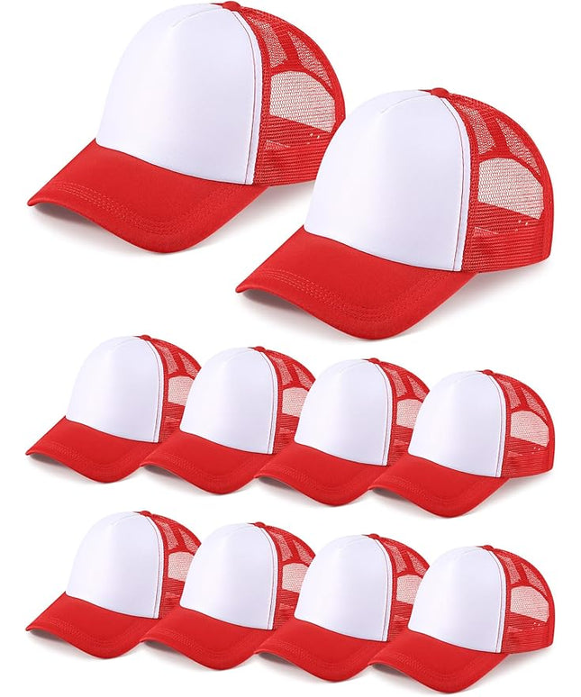 10 Pcs Sublimation Blank Trucker Hats Bulk Mesh Baseball Cap Polyester Mesh Trucker Hat for Men and Women