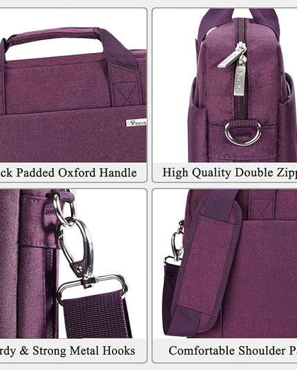 Voova Laptop Bag Case 15 15.6 16 Inch, Computer Sleeve Messenger Bag with Shoulder Strap Expandable Waterproof Business Briefcase for Women Ladies to Work Travel School, Fit 14-16 Inch Laptop,Purple