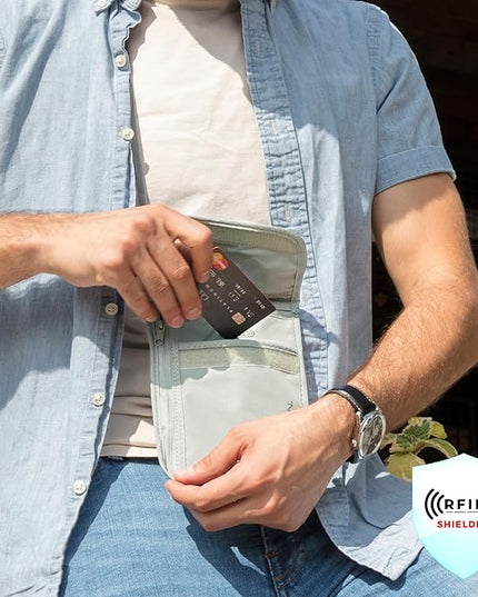 Travelon Rfid Blocking Undergarment Neck Pouch Travel Wallet, Gray, One Size