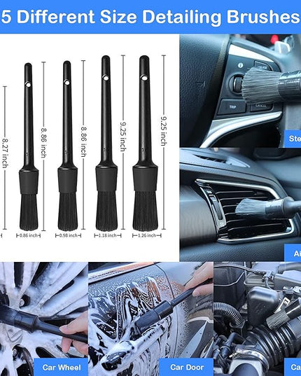 20Pcs Car Wheel Tire Detailing Brush Set,Car Detailing kit,Car Detailing Brushes,Auto Detailing Drill Brush Set,17" Long Handle Rim Wheel Brush,Tire Brush,Car Cleaning Kit for Wheels,Interior,Exterior