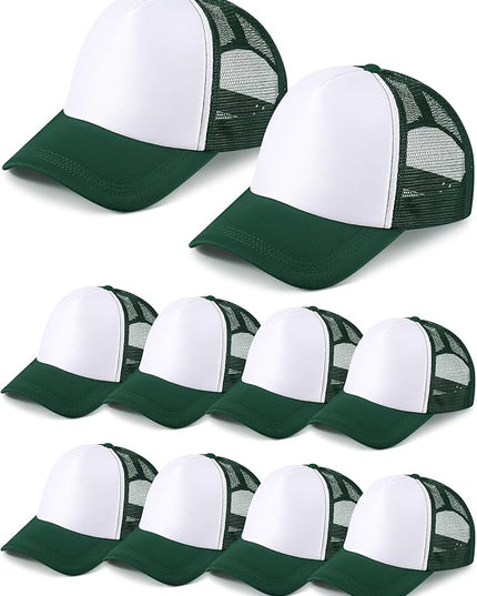 10 Pcs Sublimation Blank Trucker Hats Bulk Mesh Baseball Cap Polyester Mesh Trucker Hat for Men and Women