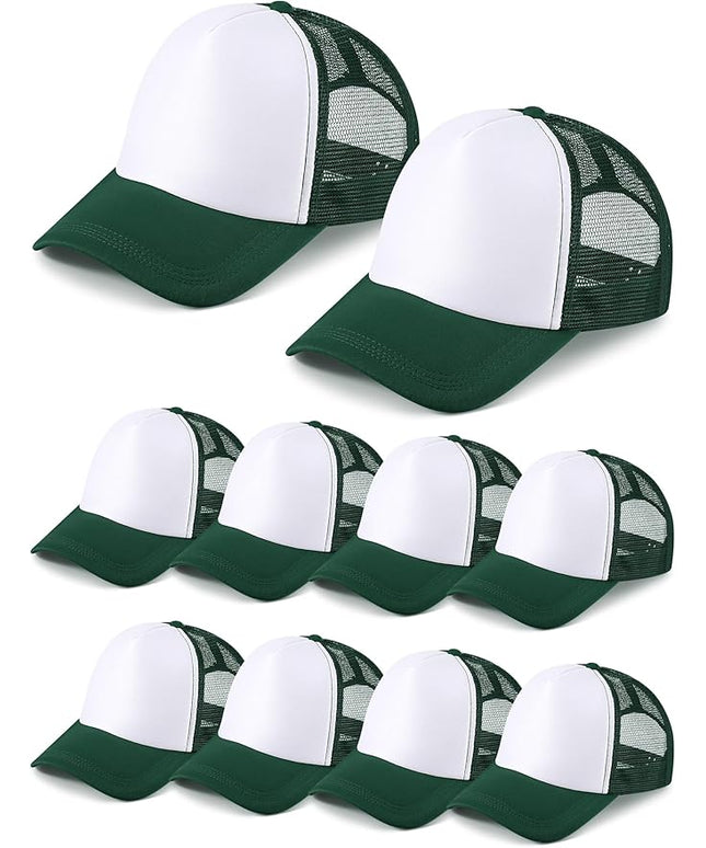 10 Pcs Sublimation Blank Trucker Hats Bulk Mesh Baseball Cap Polyester Mesh Trucker Hat for Men and Women