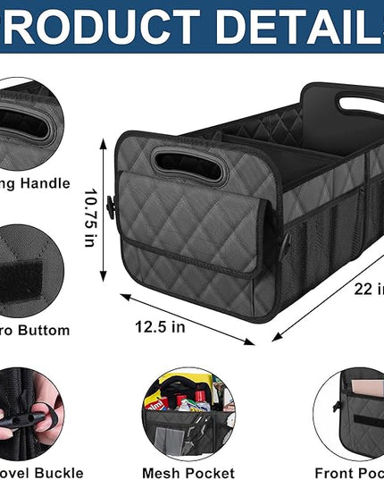 Deosk Car Trunk Organizer for SUV, Car Organizers and Storage with 6 Pocket, Car Accessories for Women/Men 50L Waterproof Polyester Trunk Organizer(Medium,Charcoal)