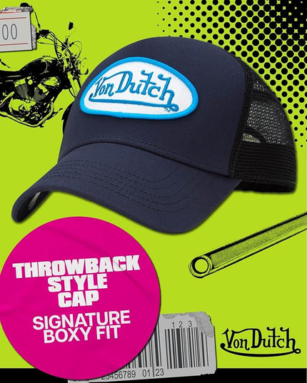 Von Dutch Unisex Trucker Hat - Curved Bill Mesh Back Retro Classic Adjustable Snapback Baseball Cap for Men and Women