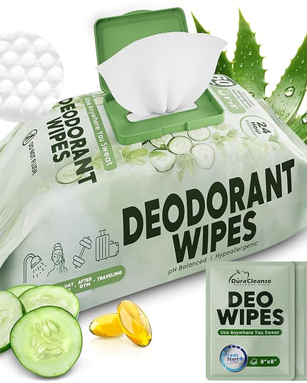 Deodorant Wipes for Women - Freshening Body Towelettes for Post-Workout, Travel, and Daily Deodorizing - On-the-Go Fresh Scent Cleansing Wipes, 60 Count (1 Pack)