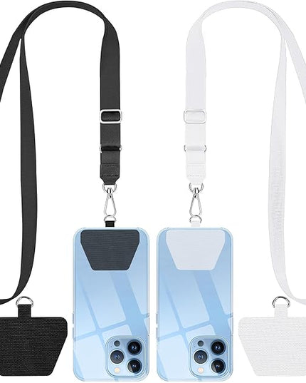 SHANSHUI Phone Lanyard, Crossbody Cell Phone Tether Pads Compatible with iPhone & All Smartphones in Full Cover Cases Black White