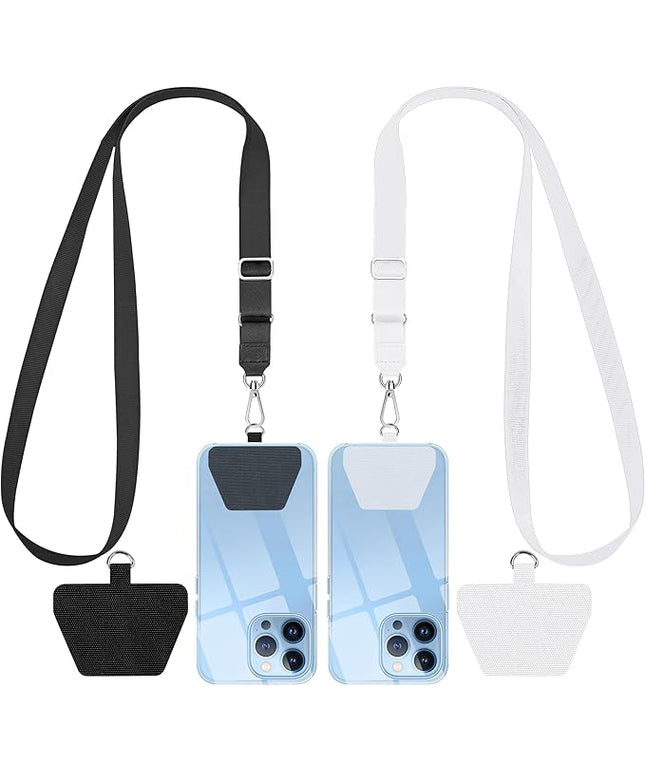 SHANSHUI Phone Lanyard, Crossbody Cell Phone Tether Pads Compatible with iPhone & All Smartphones in Full Cover Cases Black White
