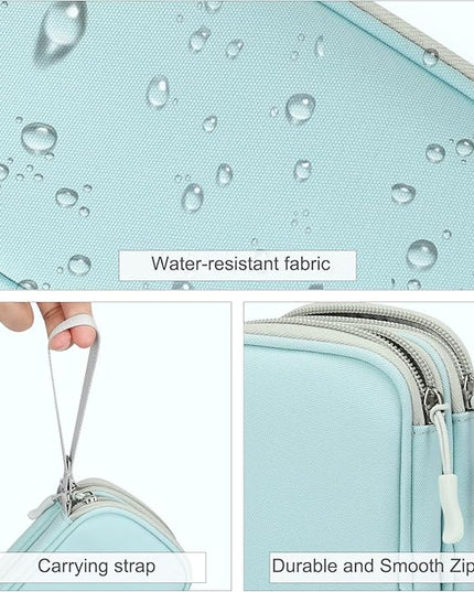 FYY Electronic Organizer, Travel Cable Organizer Bag Pouch Electronic Accessories Carry Case Portable Waterproof Double Layers All-in-One Storage Bag for Cable, Charger, Phone, Earphone, Mint Green