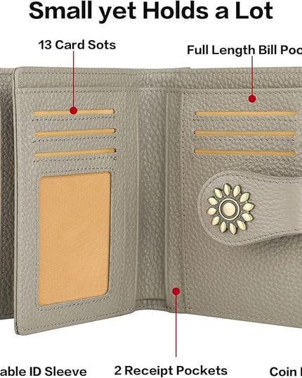 Lavemi Womens Leather Wallet Small Compact RFID Blocking Credit Card Case Purse with Zipper Pocket | Small, Compact, RFID Blocking, Zipper Pocket, Small, Compact