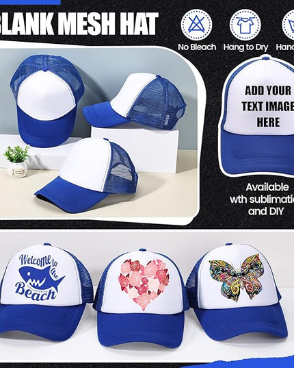 10 Pcs Sublimation Blank Trucker Hats Bulk Mesh Baseball Cap Polyester Mesh Trucker Hat for Men and Women