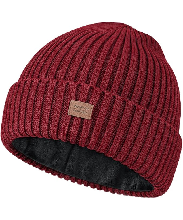 Merino Wool Beanie Hat for Men Women - Thermal Knitted Winter Hat for Large Heads Hiking Running Cap Wrap for Cold Weather