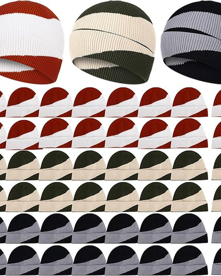 Yahenda 48 Pack Knit Beanies Hats Winter Beanie Hats Warm Knitted Cuffed Skull Cozy Cap for Men Women Unisex