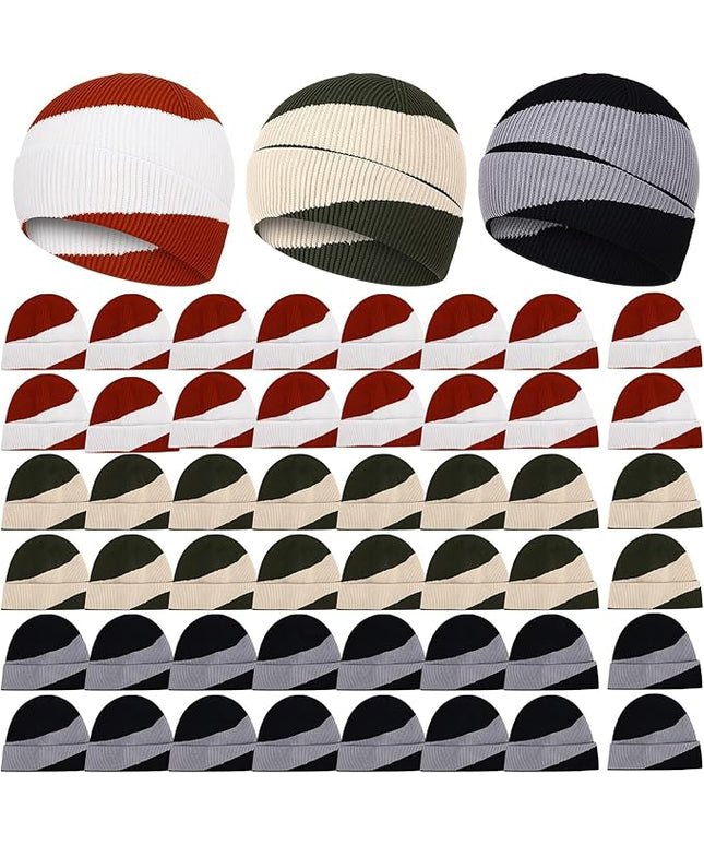 Yahenda 48 Pack Knit Beanies Hats Winter Beanie Hats Warm Knitted Cuffed Skull Cozy Cap for Men Women Unisex