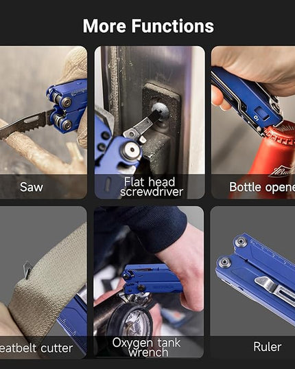 NEXTORCH PIONEER MT20 14-IN-1 Multi-tools Full-Size,Multi-tool Set with Scissors Needle Nose Pliers Pocket Clip Multi-tool for DIY Home Outdoors Everyday Carry Men Gift Color (BLUE with Glass Breaker)
