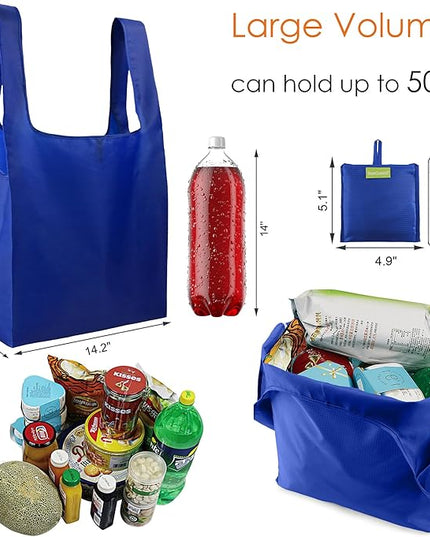 BeeGreen Blue Reusable Grocery Bags Wholesale Blue Reusable Kitchen Bags Bulk Foldable-Machine Washable with Zipper Storage Pouch 20 Packs