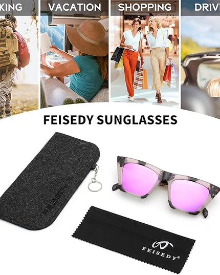 FEISEDY Vintage Square Cat Eye Sunglasses Women Trendy Cateye Sunglasses B2473