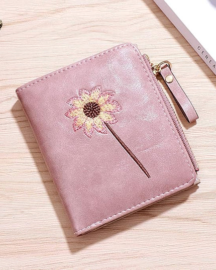 AOXONEL Girls Wallet Small Bifold Womens Wallets Rfid,Compact Female Cute Mini Zipper Coin Card Purse for Teen Girl Kids (Pink)