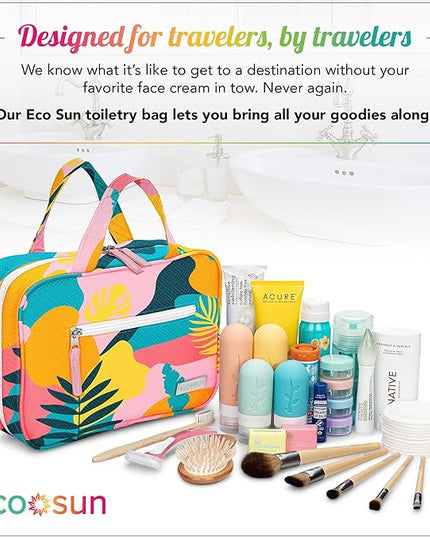 Eco Sun Hanging Travel Toiletry Bag — Designed in Hawaii — Water-resistant Travel Organizer for Bathroom Accessories