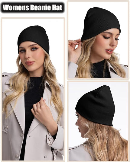 choshion 100% Cotton Beanie Hat, Cuffless Beanies Warm Knit Winter Skull Cap, Unisex Soft Fisherman Hats for Women Men