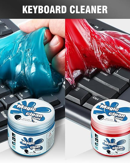 DNA MOTORING 2 Pack Car Cleaning Gels Auto Detailing Tools Cleaning Putty Car Interior Cleaner, Car Jelly Cleaner, Keyboard Cleaner, Car Cleaning Supplies Car Gifts for Men Women,Blue+Red, TOOLS-00147