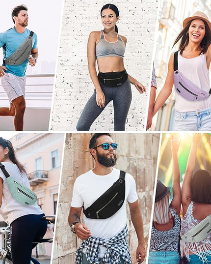 MAXTOP Large Crossbody Fanny Pack with 4-Zipper Pockets,Gifts for Enjoy Sports Festival Workout Traveling Running Casual Hands-Free Wallets Waist Pack Phone Bag Carrying All Phones