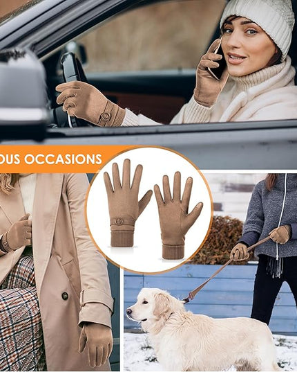 Cold Weather Womens Gloves, Winter Gloves for Women Thermal Warm Fleece Lined, Touchscreen Gloves for Christmas Gifts